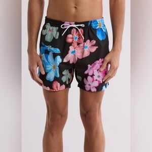 NWT Hugo Boss men’s black with floral summer swim piranha trunks shorts sz XL